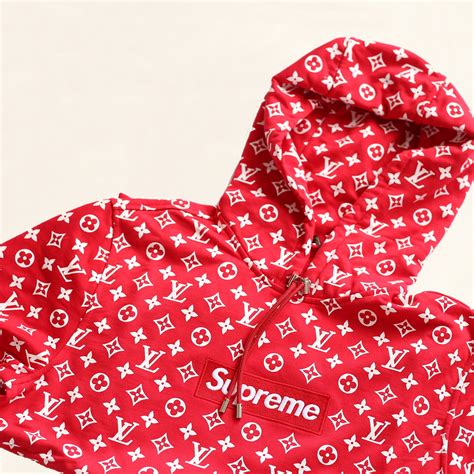 louis vuitton red hoodie supreme|Louis Vuitton supreme monogram.